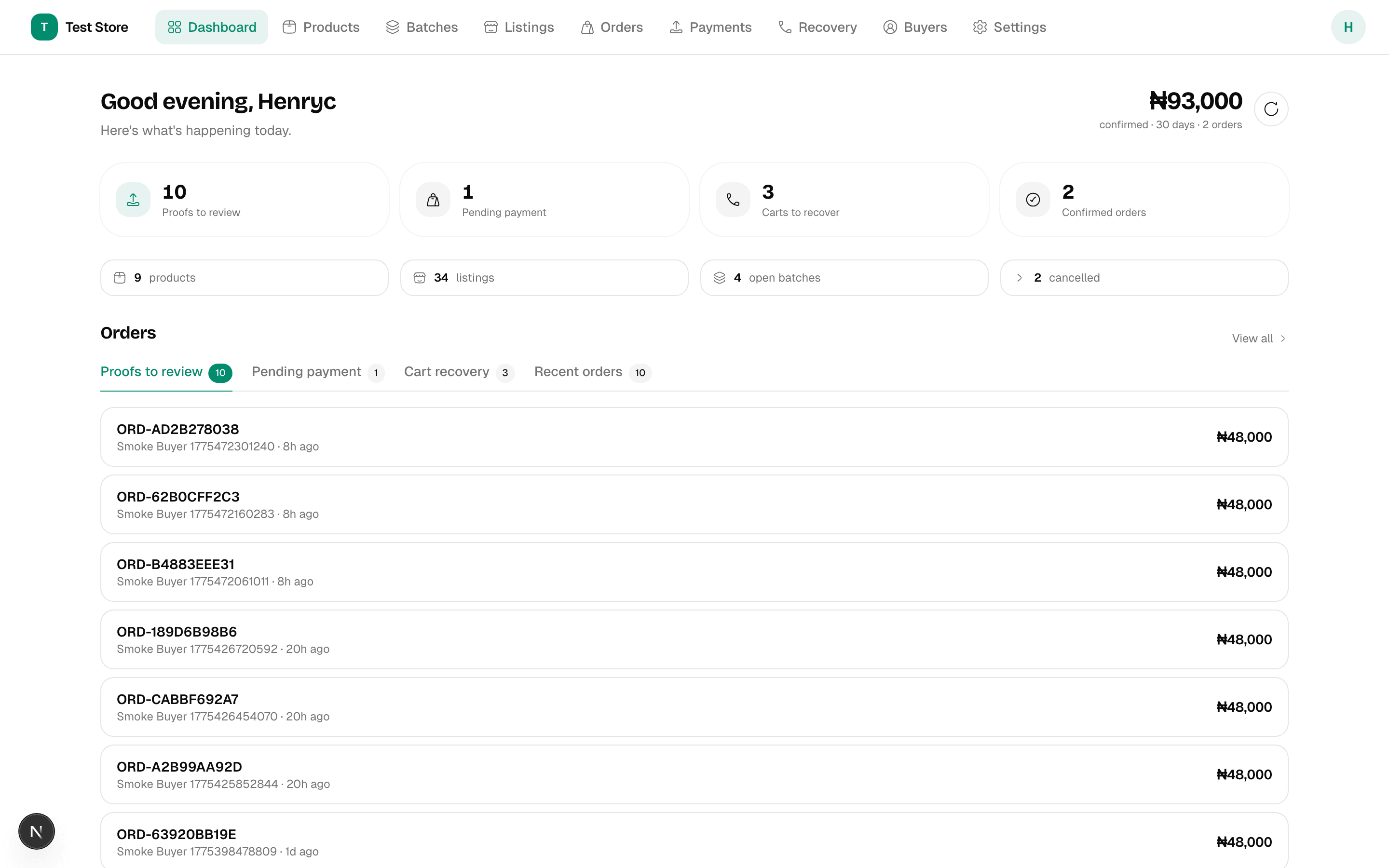 Nkata Dashboard